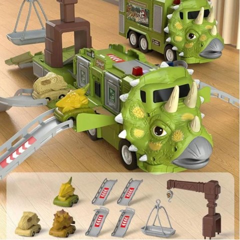 CIĘŻARÓWKA DINOZAUR Z AUTAMI TRICERATOPS DŹWIG 691 CIĘŻARÓWKA DINOZAUR Z AUTAMI TRICERATOPS DŹWIG 691