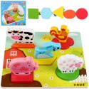 EDUKACYJNE DREWNIANE PUZZLE FARMA KLOCKI 0055