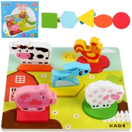 EDUKACYJNE DREWNIANE PUZZLE FARMA KLOCKI 0055