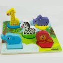 EDUKACYJNE DREWNIANE PUZZLE SAFARI KLOCKI 0057