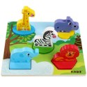 EDUKACYJNE DREWNIANE PUZZLE SAFARI KLOCKI 0057