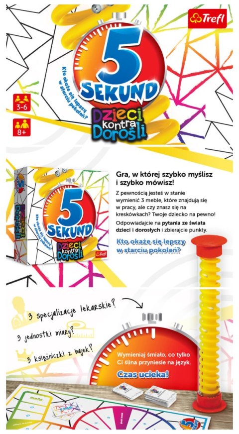 GRA PLANSZOWA RODZINNA 5 SEKUND DZIECI KONTRA DOROŚLI TREFL 02120 GRA PLANSZOWA RODZINNA 5 SEKUND DZIECI KONTRA DOROŚLI TREFL 02120