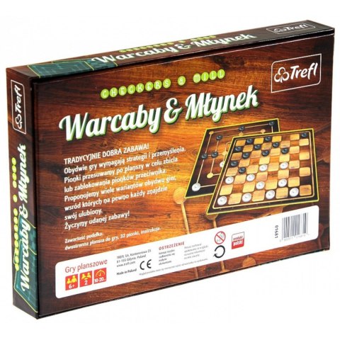 GRY PLANSZOWE WARCABY & MŁYNEK TREFL 01681 GRY PLANSZOWE WARCABY & MŁYNEK TREFL 01681