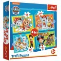 PUZZLE 4W1 PSI PATROL WESOŁA EKIPA 3+ TREFL 34346