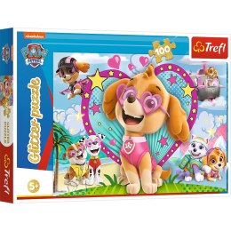 PUZZLE PSI PATROL 100 EL. W BLASKU SKYE BROKATOWE GLITTER TREFL 5+ 14818