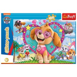 PUZZLE PSI PATROL 100 EL. W BLASKU SKYE BROKATOWE GLITTER TREFL 5+ 14818