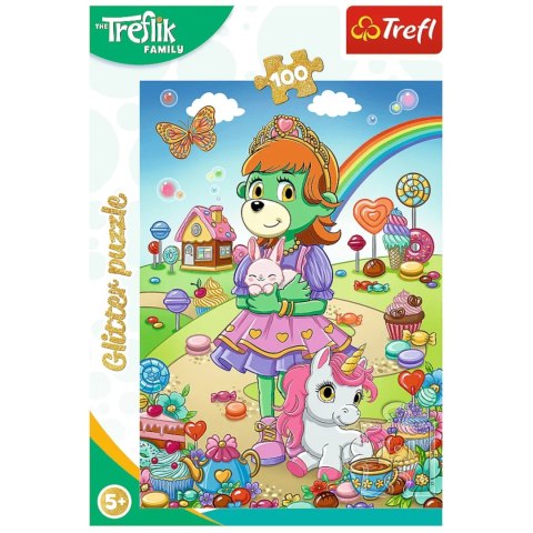 PUZZLE RODZINA TREFLIKÓW 100 EL. BROKATOWE TREFLIKI GLITTER TREFL 14833 PUZZLE RODZINA TREFLIKÓW 100 EL. BROKATOWE TREFLIKI GLITTER TREFL 14833