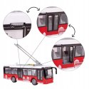 DUŻY CZERWONY TROLEJBUS MIEJSKI OTWIERANE DRZWI DŹWIĘKI ŚWIATŁA WY911A