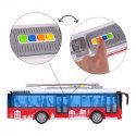 DUŻY CZERWONY TROLEJBUS MIEJSKI OTWIERANE DRZWI DŹWIĘKI ŚWIATŁA WY911A