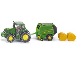 SIKU FARMER TRAKTOR Z JOHN DEERE Z PRASĄ METAL MODEL S1665