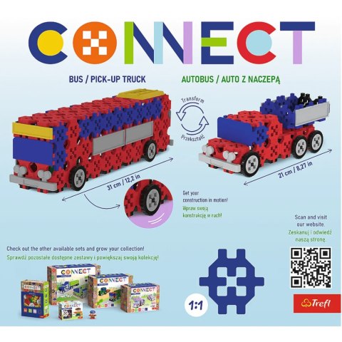 ZESTAW KLOCKÓW CONNECT - 2W1: AUTOBUS/ AUTO Z NACZEPĄ TREFL 61973 ZESTAW KLOCKÓW CONNECT - 2W1: AUTOBUS/ AUTO Z NACZEPĄ TREFL 61973