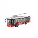 DUŻY CZERWONY TROLEJBUS MIEJSKI OTWIERANE DRZWI DŹWIĘKI ŚWIATŁA WY911A