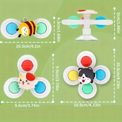Zestaw 3 przyssawki sensoryczne grzechotka top spinner dla dzieci 168JT-7 Zestaw 3 przyssawki sensoryczne grzechotka top spinner dla dzieci 168JT-7