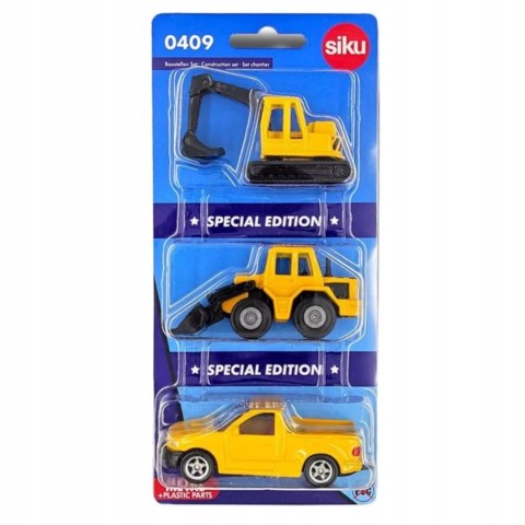 Siku Zestaw 3 pojazdów budowlanych model metal S0409 Siku Zestaw 3 pojazdów budowlanych model metal S0409